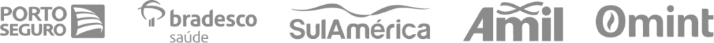 Logotipos de convênios aceitos: Porto Seguro, Bradesco Saúde, SulAmérica, Amil e Omint — psicoterapia com reembolso em São Paulo e online