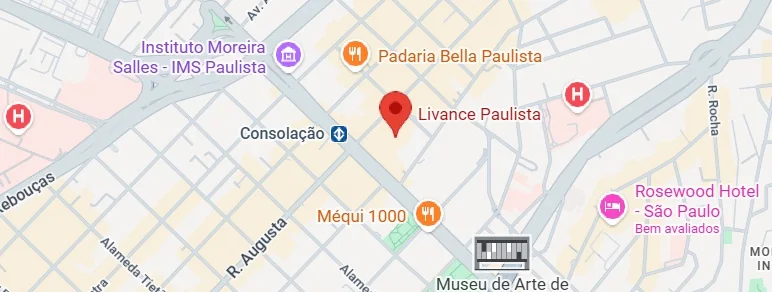 Mapa de localização do consultório Livance na Avenida Paulista